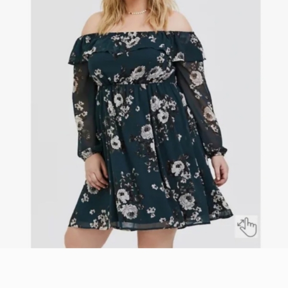 torrid Dresses & Skirts - TORRID Mini Chiffon Off Shoulder Skater Dress